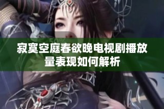 寂寞空庭春欲晚电视剧播放量表现如何解析