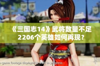 《三国志14》武将数量不足 2206个英雄如何再现？