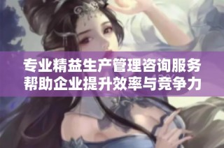 专业精益生产管理咨询服务帮助企业提升效率与竞争力