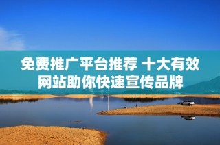 免费推广平台推荐 十大有效网站助你快速宣传品牌