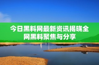 今日黑料网最新资讯揭晓全网黑料聚焦与分享