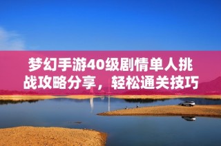 梦幻手游40级剧情单人挑战攻略分享，轻松通关技巧揭秘