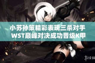 小苏孙策精彩表现三杀对手 WST巅峰对决成功晋级K甲正赛