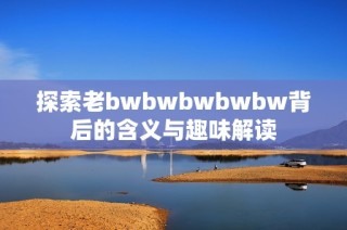 探索老bwbwbwbwbw背后的含义与趣味解读