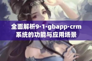 全面解析9·1·gbapp·crm系统的功能与应用场景
