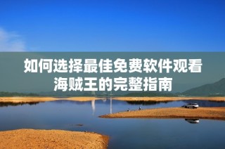 如何选择最佳免费软件观看海贼王的完整指南