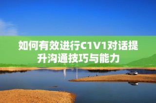 如何有效进行C1V1对话提升沟通技巧与能力