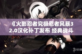 《火影忍者究极忍者风暴32.0汉化补丁发布 经典战斗重温让人热血沸腾》