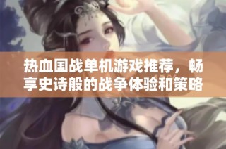 热血国战单机游戏推荐，畅享史诗般的战争体验和策略乐趣
