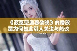 《寂寞空庭春欲晚》的播放量为何如此引人关注与热议
