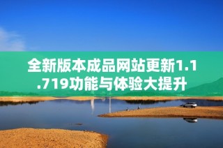 全新版本成品网站更新1.1.719功能与体验大提升