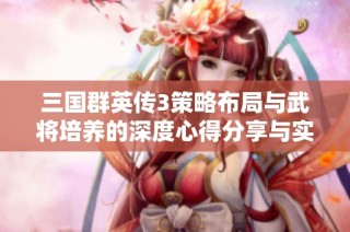 三国群英传3策略布局与武将培养的深度心得分享与实战技巧解析