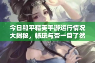 今日和平精英手游运行情况大揭秘，畅玩与否一目了然