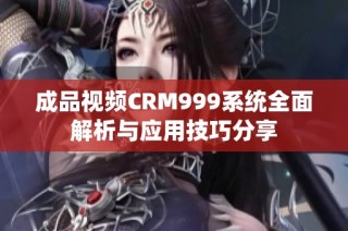 成品视频CRM999系统全面解析与应用技巧分享