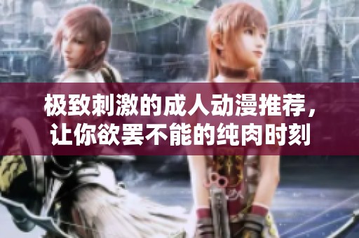 极致刺激的成人动漫推荐，让你欲罢不能的纯肉时刻