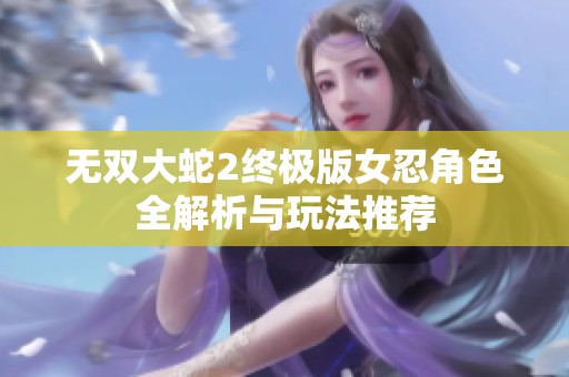 无双大蛇2终极版女忍角色全解析与玩法推荐