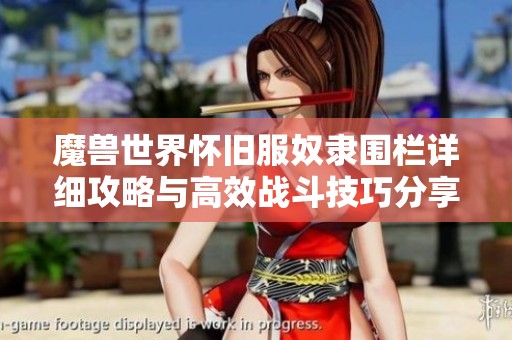 魔兽世界怀旧服奴隶围栏详细攻略与高效战斗技巧分享