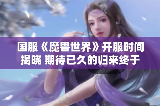 国服《魔兽世界》开服时间揭晓 期待已久的归来终于来临