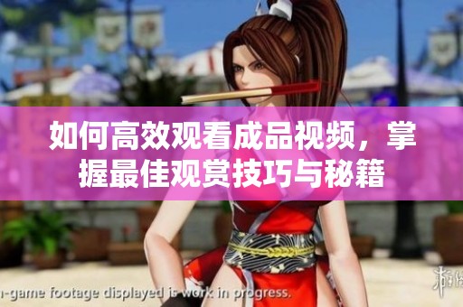 如何高效观看成品视频，掌握最佳观赏技巧与秘籍