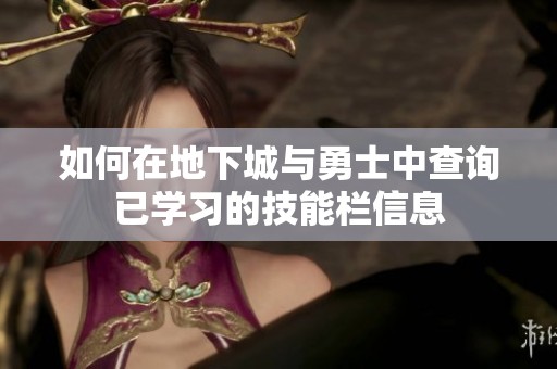 如何在地下城与勇士中查询已学习的技能栏信息