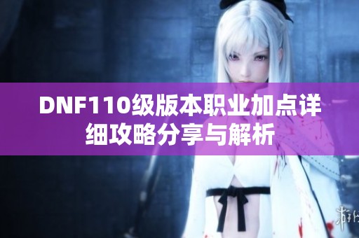 DNF110级版本职业加点详细攻略分享与解析