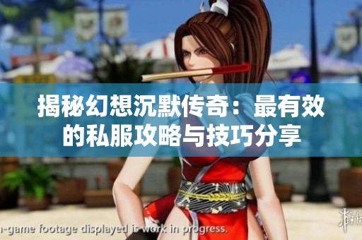 揭秘幻想沉默传奇：最有效的私服攻略与技巧分享