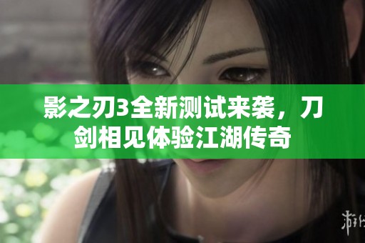 影之刃3全新测试来袭，刀剑相见体验江湖传奇