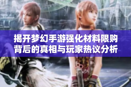 揭开梦幻手游强化材料限购背后的真相与玩家热议分析