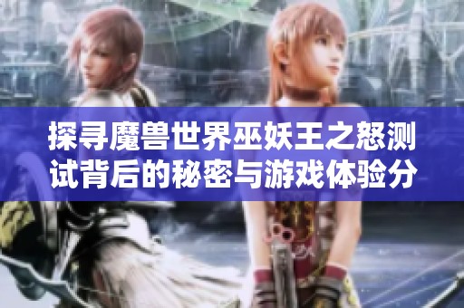 探寻魔兽世界巫妖王之怒测试背后的秘密与游戏体验分析