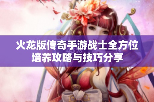 火龙版传奇手游战士全方位培养攻略与技巧分享
