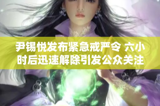 尹锡悦发布紧急戒严令 六小时后迅速解除引发公众关注与讨论
