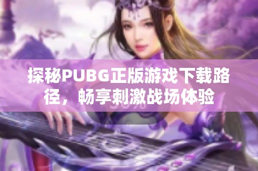 探秘PUBG正版游戏下载路径，畅享刺激战场体验