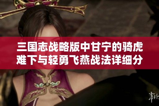 三国志战略版中甘宁的骑虎难下与轻勇飞燕战法详细分析与比较