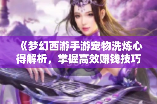 《梦幻西游手游宠物洗炼心得解析，掌握高效赚钱技巧与收益评估方法》