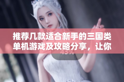 推荐几款适合新手的三国类单机游戏及攻略分享，让你轻松上手大富豪游戏