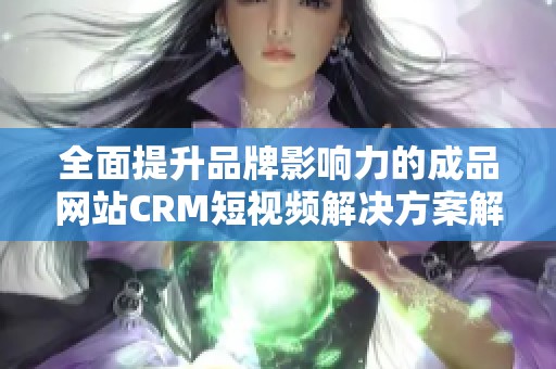 全面提升品牌影响力的成品网站CRM短视频解决方案解析