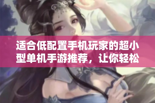 适合低配置手机玩家的超小型单机手游推荐，让你轻松畅享游戏乐趣