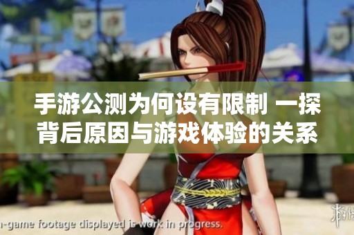 手游公测为何设有限制 一探背后原因与游戏体验的关系