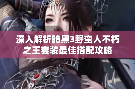 深入解析暗黑3野蛮人不朽之王套装最佳搭配攻略