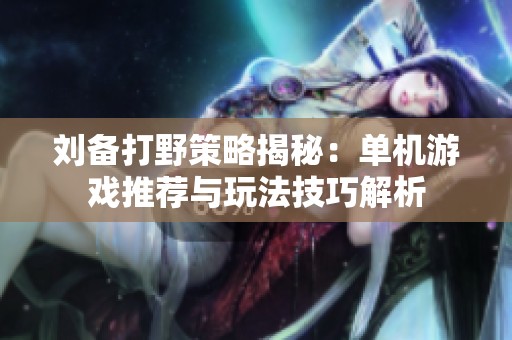 刘备打野策略揭秘：单机游戏推荐与玩法技巧解析