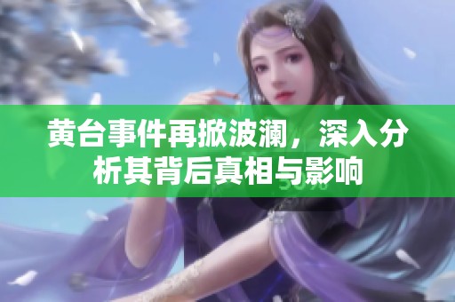 黄台事件再掀波澜，深入分析其背后真相与影响