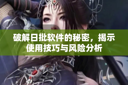 破解日批软件的秘密，揭示使用技巧与风险分析