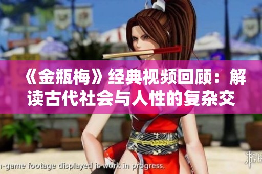 《金瓶梅》经典视频回顾：解读古代社会与人性的复杂交织