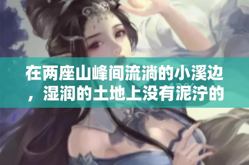 在两座山峰间流淌的小溪边，湿润的土地上没有泥泞的清新世界