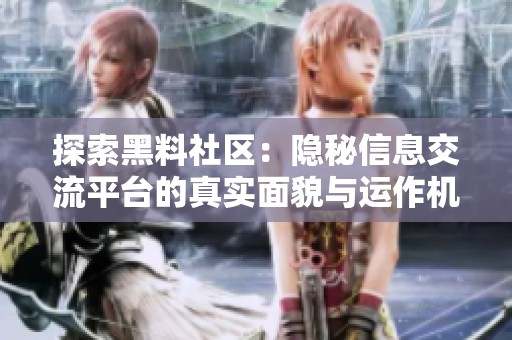 探索黑料社区：隐秘信息交流平台的真实面貌与运作机制揭秘