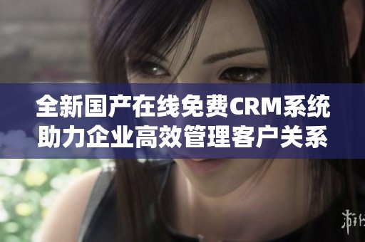 全新国产在线免费CRM系统助力企业高效管理客户关系