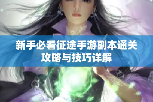新手必看征途手游副本通关攻略与技巧详解